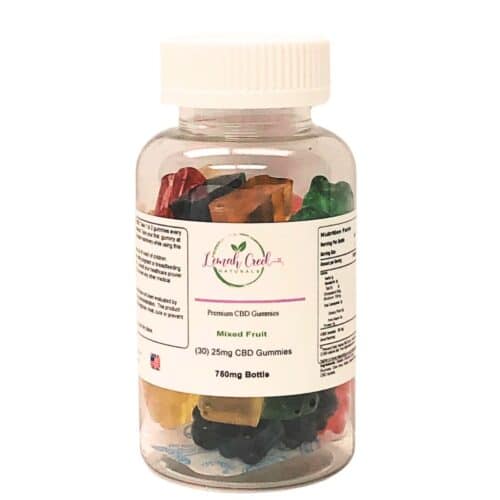 Lemah Creek Naturals Premium mixed fruit CBD Gummies – 750mg bottle.